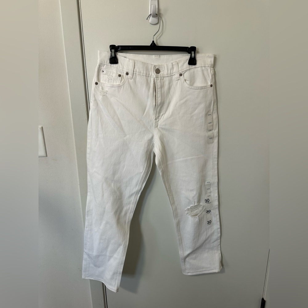 GAP Women's White Cropped Straight Leg Jeans